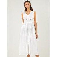 Roman Seersucker V-Neck Midi Dress