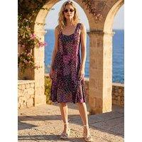 Roman Peacock Print Panel Dress
