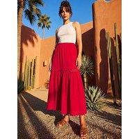 Roman Dusk Scallop Trim Midi Skirt