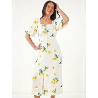 Roman Petite Lemon Print Midi Dress