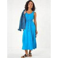 Roman Buttoned Tie Waist Midi Dress
