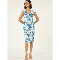 Roman Floral Knot Stretch Lace Dress