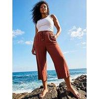 Roman Curve Linen Mix Cropped Trousers