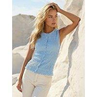 Roman Dusk Plisse Mock Button Top