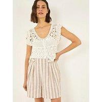Roman Stripe Tab Button Shorts