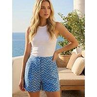 Roman Dusk Embroidered Belted Shorts
