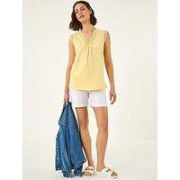 Roman Lace Trim Tie V-Neck Top