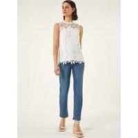 Roman High Neck Stretch Lace Top