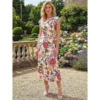 Roman Floral Print Wrap Twist Midi Dress