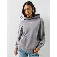 Calvin Klein Jeans Long Sleeve Woven Label Terry Pullover Hoodie - Grey