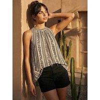 Roman Dusk Floral Halter Neck Top