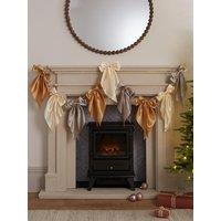 Scottish Everlastings Satin Bow Garland Silver-Gold-Off White - 180Cm