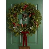 Scottish Everlastings Oversized Wreath With Velvet Bow - 80Cm