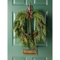 Scottish Everlastings Real Touch Foliage Heart Wreath With Green Velvet Bow - 60Cm