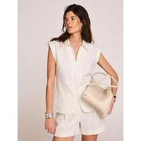 Mint Velvet Ivory Linen Trim Resort Shirt - White