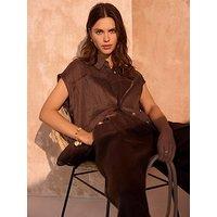 Mint Velvet Chocolate Linen Mix Shirt