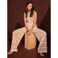 Mint Velvet Neutral Stripe Knit Trousers