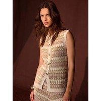 Mint Velvet Neutral Stripe Knit Waistcoat