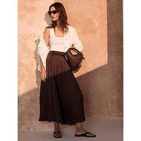 Mint Velvet Brown Crinkle Maxi Skirt