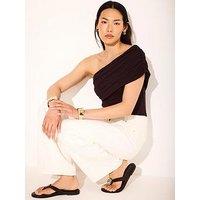 Mint Velvet One Shoulder Top - Brown