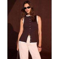 Mint Velvet Double Layer Vest - Brown