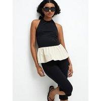 River Island Racer Neck Hybrid Peplum Top - Black