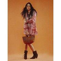 River Island Border Print Shirt Dress - Brown