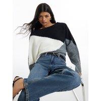 River Island Colour Block Batwing Long Sleeve Jumper - Black