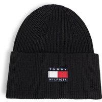 Tommy Hilfiger Heritage Flag Rib-Knit Turn-Up Beanie - Black