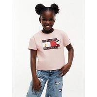 Tommy Hilfiger Girls Peanuts Flag Short Sleeve T-Shirt - Pink