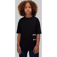 Calvin Klein Jeans Boys Interest Placement Short Sleeve S T-Shirt - Black