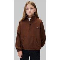 Calvin Klein Jeans Girls Punto Half-Zip Sweatshirt - Brown