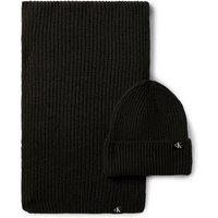 Calvin Klein Jeans Kids Monogram Rib Scarf Beanie Set - Black