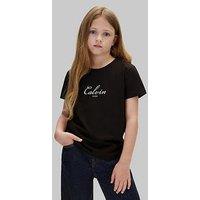 Calvin Klein Jeans Girls Script Logo Short Sleeve T-Shirt - Black