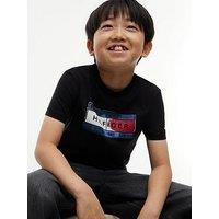 Tommy Hilfiger Boys Flag Graphic Short Sleeve T-Shirt - Black