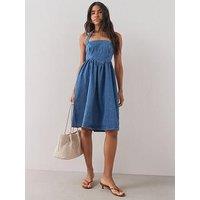 The Very Collection Denim Halter Dress - Mid Wash