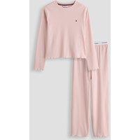 Tommy Hilfiger Girls Rib Long Sleeve Pyjama Set - Pink