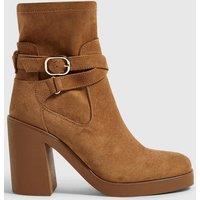 River Island Womens Chunky Block Heel Buckle Ankle Boots - Tan