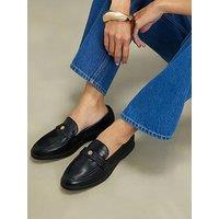 River Island Faux Leather Metal Decal Loafers - Black