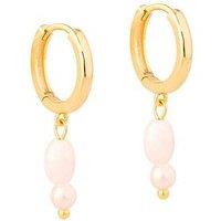 Seol + Gold 18Ct Gold Plated Double Pearl Hoop Earrings