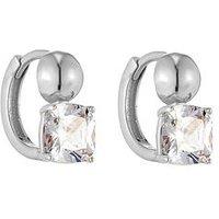 Seol + Gold Sterling Silver Cz Bubble Huggie Hoops