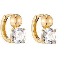 Seol + Gold 18Ct Gold Plated Cz Bubble Huggie Hoops