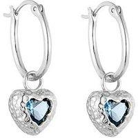 Seol + Gold Sterling Silver Aquamarine Blue Heart Hoop Earrings