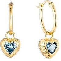 Seol + Gold 18Ct Gold Plated Aquamarine Blue Heart Hoop Earrings