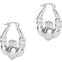 Seol + Gold Sterling Silver Large Claddagh Creole Hoops