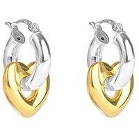 Seol + Gold Mixed Metal Puffy Heart Hoop Earrings