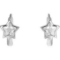 Seol + Gold Sterling Silver Tiny Cz Star Bezel Hoops