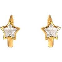 Seol + Gold 18Ct Gold Plated Cz Star Bezel Hoops