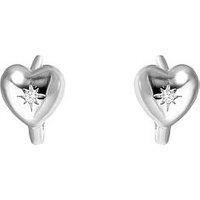 Seol + Gold Sterling Silver Starbust Cz Heart Huggie Hoops