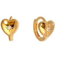 Seol + Gold 18Ct Gold Plated Starbust Cz Heart Huggie Hoops